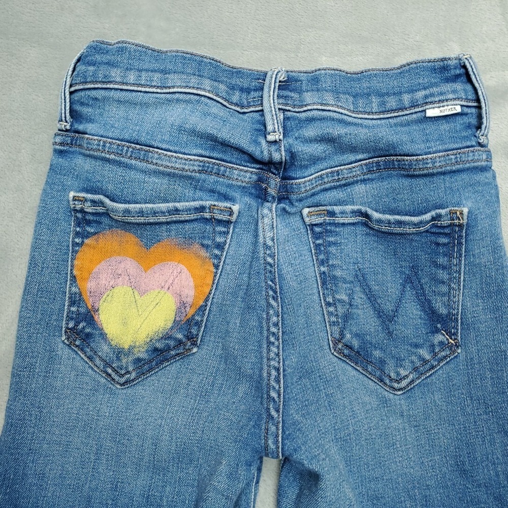 Mother Jeans Womens 23Blue Denim Super Stunner Ankle Double Vision Heart Pocket - Picture 10 of 16